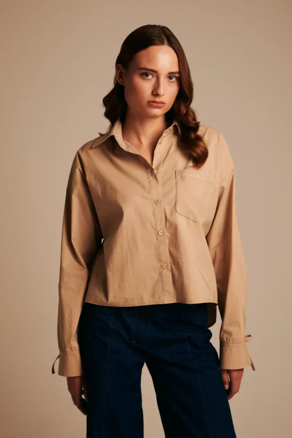 POPELÍNOVÁ KOŠEĽA S MANŽETOU NA ŠNÚRKU