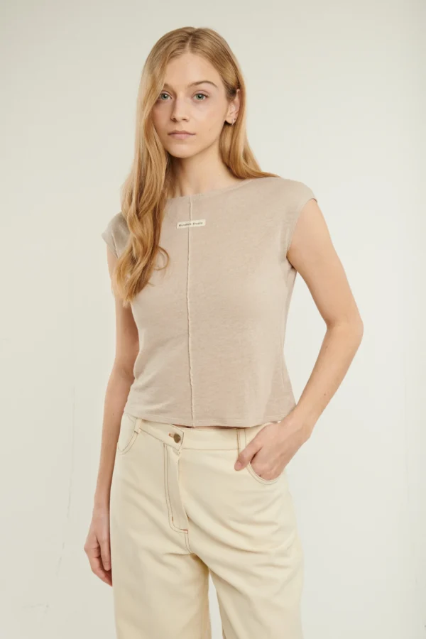 Ľanový top AVENA cappuccino