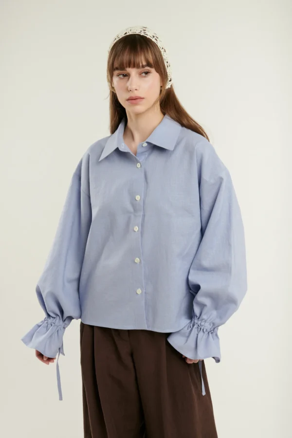 Ľanová blúzka MUSCARI modrá